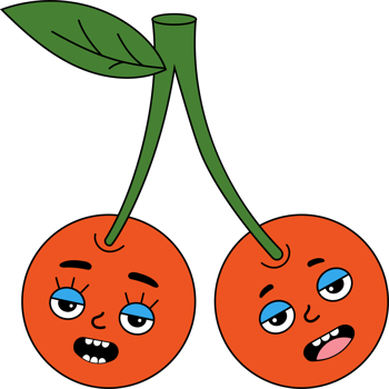 Groovy element funky cherries with funny faces png