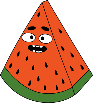 Funny cartoon character Groovy   piece of watermelon png
