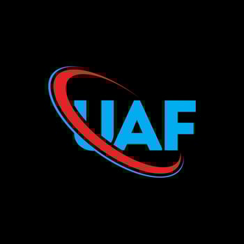 UAF logo. UAF letter. UAF letter logo design. Initials UAF logo linked with circle and uppercase monogram logo. UAF typography for technology, business and real estate brand. vector