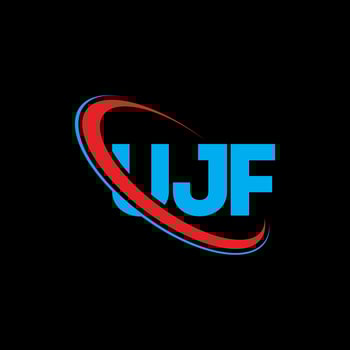 UJF logo. UJF letter. UJF letter logo design. Initials UJF logo linked with circle and uppercase monogram logo. UJF typography for technology, business and real estate brand. vector