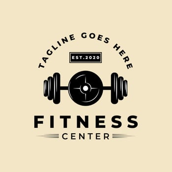 fitness with sports equipment logo vintage icon vector design
