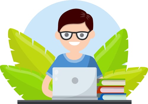 Man with laptop. vector
