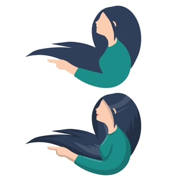 Silhouette of woman. Young girl with long hair. vector