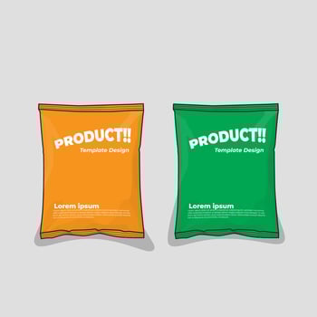 Plastic packaging template with green and yellow for snack product design vector