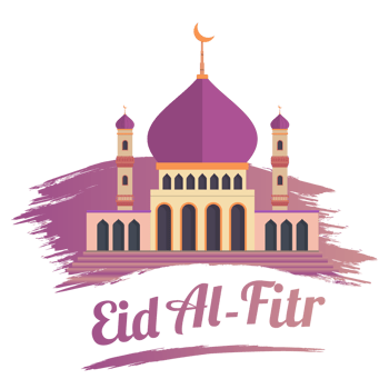 Beautiful Muslim mosque with a brush stroke. Multicolor Muslim mosque PNG image. Muslim festival happy Eid Mubarak celebration. Moon and Muslim mosque for Eid celebration on transparent background.