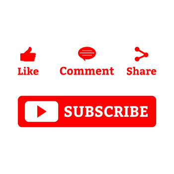 Red subscribe button and social media icons on a transparent background. Social media button PNG image. Subscribe button design.