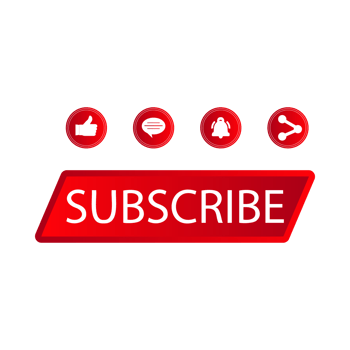 Stylish subscribe button collection PNG design. Red color subscribe button collection on a transparent background. Social media button image with like, share, and comment sections.
