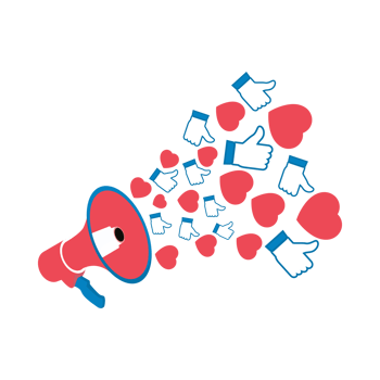 Social media button collection with a microphone. Multiple shape social media button PNG image. Red and blue color social media button collection on a transparent background.