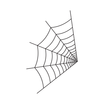 Halloween simple spider web silhouette. Old spider web image with black color. Halloween design of the black spider web on a transparent background. png