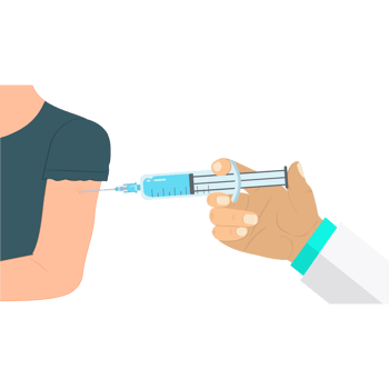 A Doctor gives a vaccine syringe to a patient PNG design. A doctor uses a syringe to give the vaccine to a patient, a PNG image. Vaccination campaign cartoon on transparent background.