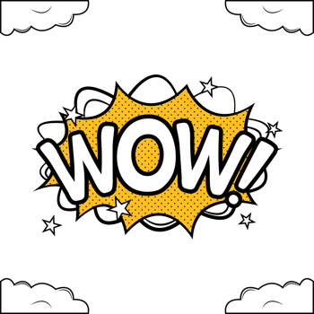Comic blast PNG with text bubble. Cartoon burst with white color words and clouds. Funny explosion bubbles for cartoons with white and yellow colors on a transparent background. Comics wow text.