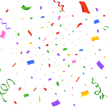 Confetti PNG image for birthday party background. Simple tinsel and confetti explosion. Colorful confetti on a transparent background. Event and party celebration elements.