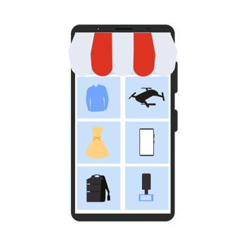 Online product ordering and payment concept. Online store selling dresses and other products. Selling products with an e-commerce phone application. Dress shopping with mobile using the internet. png