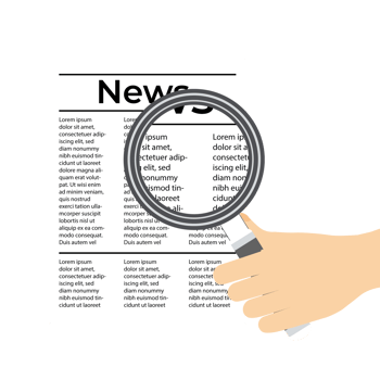 Reading newspapers and collecting information concept. Searching data from a newspaper with a magnifying glass. Newspaper illustration with a magnifying glass vector. Man reading newspaper. png