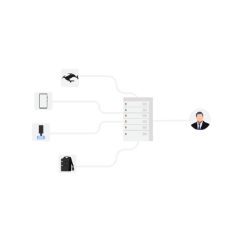 Online business concept with products and a businessman flat design. Running an online shop and earning money concept. Selling products online and digital payment system vector. png