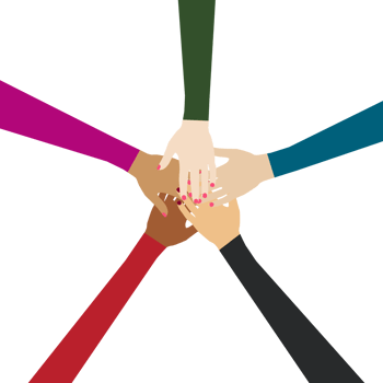 People with different skin colors flat vector illustration. Global unity concept with different colors of hands. International friendship and humanity concept with colorful hands vector. png