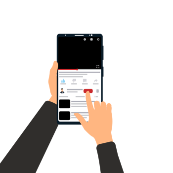 Writing comment for an online video on smartphone vector. Hand holding mobile phone and watching online video. Typing comments with a mobile keyboard for online channel concept vector. png