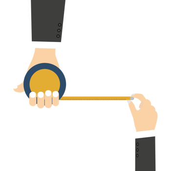 Measuring tape vector on a human hand flat illustration. Man scaling measurement by using a measuring tape vector. Construction or repair worker scaling space with a measuring tape concept. png