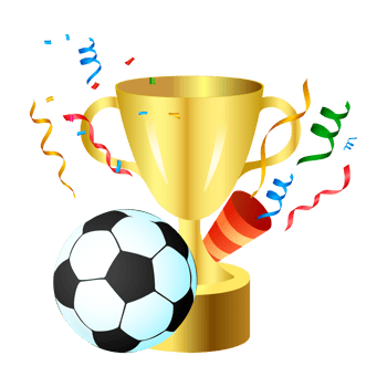 Golden winning trophy vector collection with a football for soccer match celebration. Golden color trophy collection for winning team celebration. png