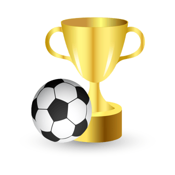 Trophy vector collection with a football for soccer match celebration. Golden color trophy collection for winning team celebration. png