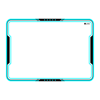 Stylish gaming frame overlay for the live streamer. Gamer overlay for live streamers. Light blue color stylish live gaming overlay frame with black shade. Live stream overlay for online gamers. png