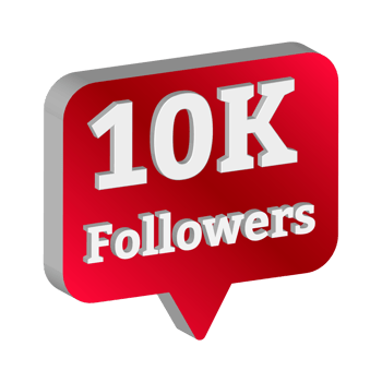 10K followers button collection. Social media follower button with red color shade. Thanksgiving vector design for social media 10K followers celebration. png
