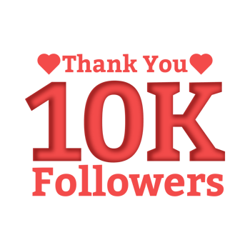 10K follower celebration badge text design. Thanksgiving for 10K followers vector illustration. Red color 10K follower text effect celebration with love shape. png