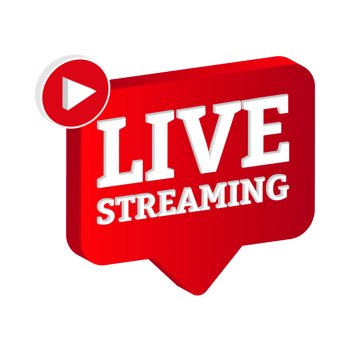 Live streaming 3D icon design for the broadcast system. Stylish live streaming icon with red color shade. Red television or social media lower third button design. png