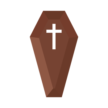 Halloween scary coffin vector design on a white background. Vampire coffin design with wood color and black shade. Halloween spooky vampire coffin design collection. png