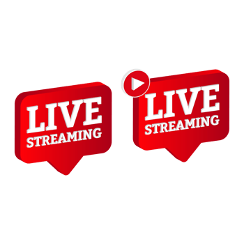 Live streaming 3D icon design for the broadcast system. Stylish live streaming icon with red color shade. Red television lower third button design collection. png