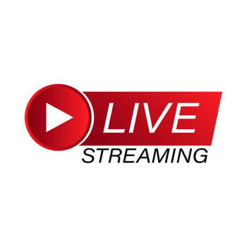 Live streaming red vector icon design for the broadcast system. Live streaming icon with red and white color. Live streaming vector design with font effect. Red and white gradient color design. png