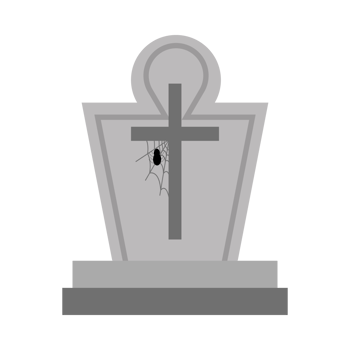 Halloween scary stone tomb vector with a spider. Halloween illustration design with the stone tomb and Christian sign. Old scary tomb design with spider web. png
