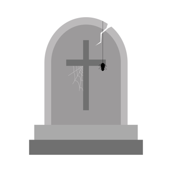 Halloween scary stone grave vector with a spider. Halloween illustration design with the stone grave and Christian sign. Old scary grave design with spider web. png