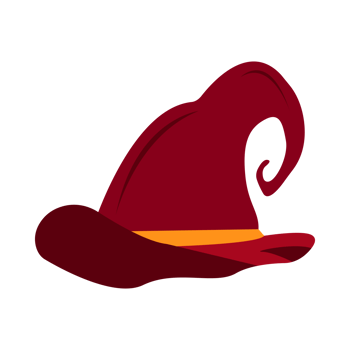 Halloween witch hat design with dark maroon, black and golden color. Scary witch hat vector design on a white background for Halloween. Spooky vector design collection for Halloween. png