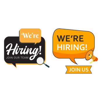 Hiring recruitment open vacancy design info label template. Hiring recruitment design poster. We are hiring brush lettering with geometric shapes. Open vacancy design template. png