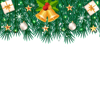 Christmas social media banner with realistic pine leaves. Xmas banner with colorful balls, snowflakes. Merry Christmas banner decoration elements with snowflakes, Christmas balls, and typography. png