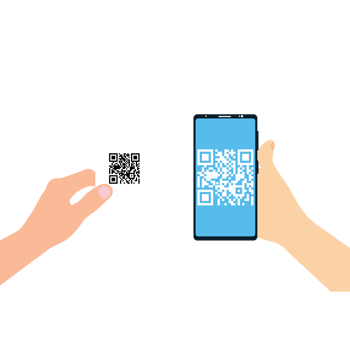 Scanning QR code inside mobile concept vector. Hand holding a smartphone and scanning QR code. Mobile scanning QR code for payment or information, digital technology concept vector. png