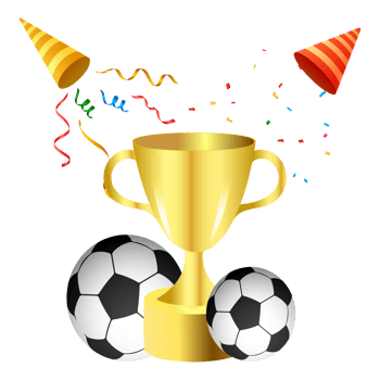 Trophy vector collection with a football for soccer match celebration. Golden color trophy collection for winning team celebration. Winner trophy vector collection. png
