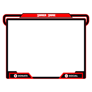 Stylish gaming frame overlay for the live streamer. Gamer overlay for live streamers. Red and black color stylish live gaming overlay frame. Live stream overlay for online gamers. png