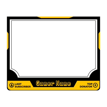 Stylish yellow and black-colored gaming frame overlay for live gaming streamers. Live Streamer overlay vector illustration with yellow and black color. Stylish Gaming overlay. png