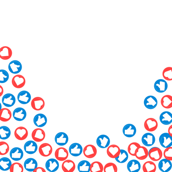 Social media button design elements. Love and like multiple shape social media button stylish vector design. Blue and red color shade vector illustration of social media button. png