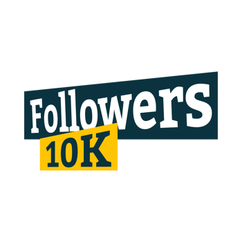 10K follower celebration badge collection. Thanksgiving for 10K followers vector illustration. Black and yellow color 10K follower badge celebration with love shape. png