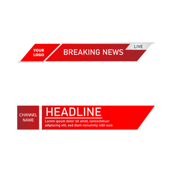 News lower third design for television channels. The metallic color red and white shade lower third for a news channel. The rectangular shape news channel vector design. png