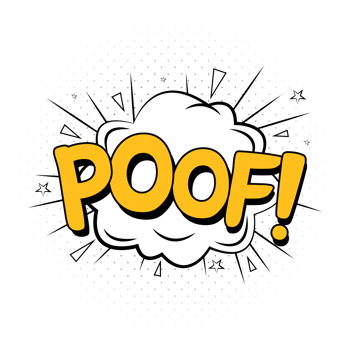 Poof comic explosion. Comic blast vector with bubble. Cartoon burst with yellow wordings and clouds. Funny explosion bubbles for cartoons with white and yellow colors. Comics poof text effect. png
