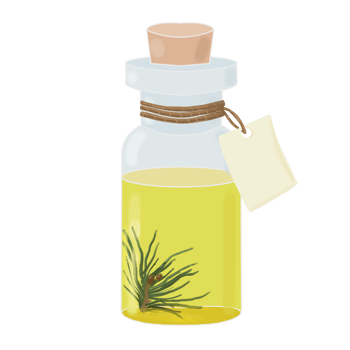 bottle with essential oil of pine, spruce, fir png