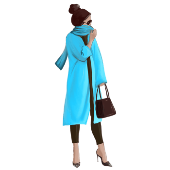 girl in a coat with a scarf on the street png