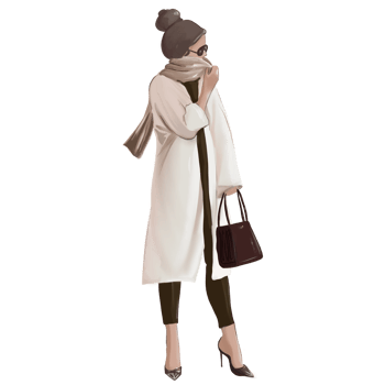 girl in a coat with a scarf on the street png