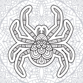 Insect Mandala coloring pages. vector