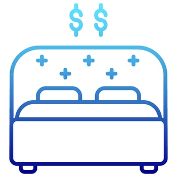 double bed icon with transparent background vector