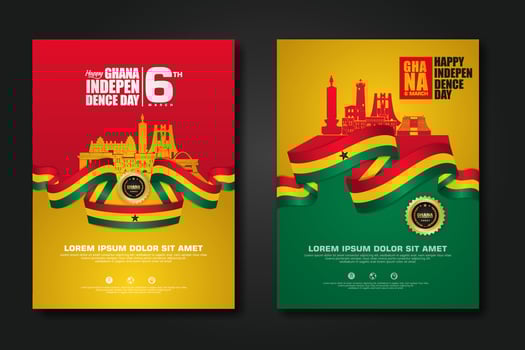 Set poster design Republic Ghana happy independence Day background template vector
